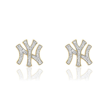 Yellow Diamond Stud Yankee Earrings in 10k Yellow Gold 0.46 Ctw